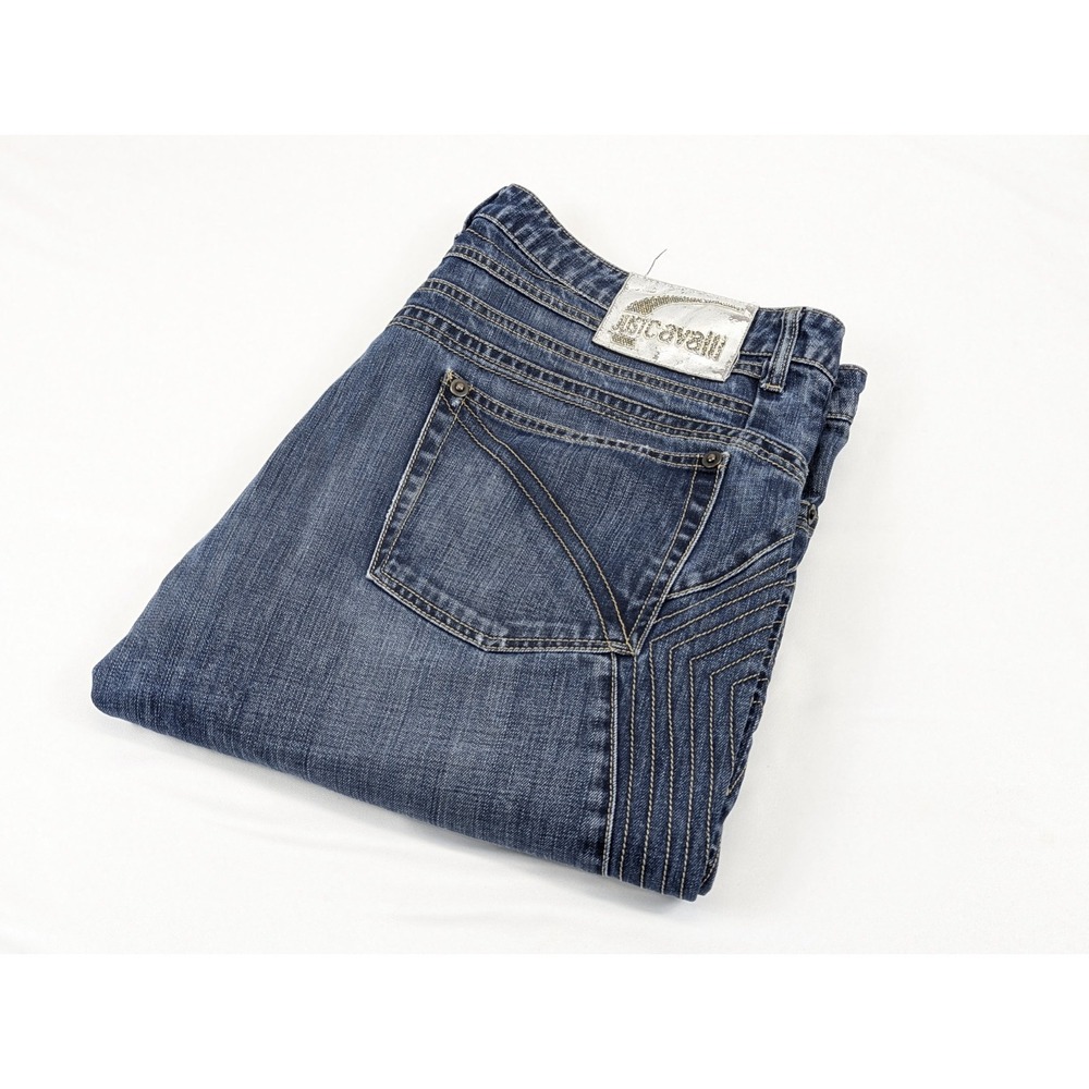 Vintage Just Cavalli Jeans Men 40x36 Embroidered Y2K Straight Roberto Button Fly